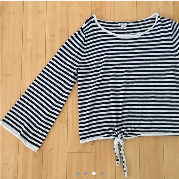 J. Crew striped navy + cream knit top (size medium) - Picture 3 of 4